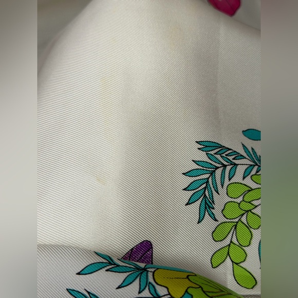 Dior Silk Scarf with Pink and Green Butterfly Design - Picture 13 of 14